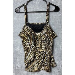 Croft & Barrow Swim Top Size 22W Brown Patter Adjustable Padded Inserts